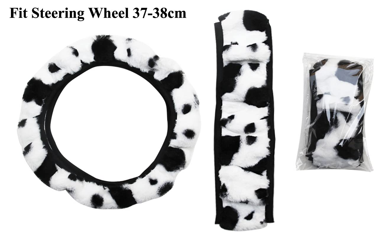 Cover Car Steering Cow Pattern