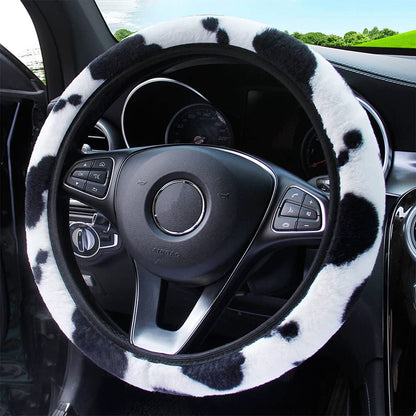 Cover Car Steering Cow Pattern