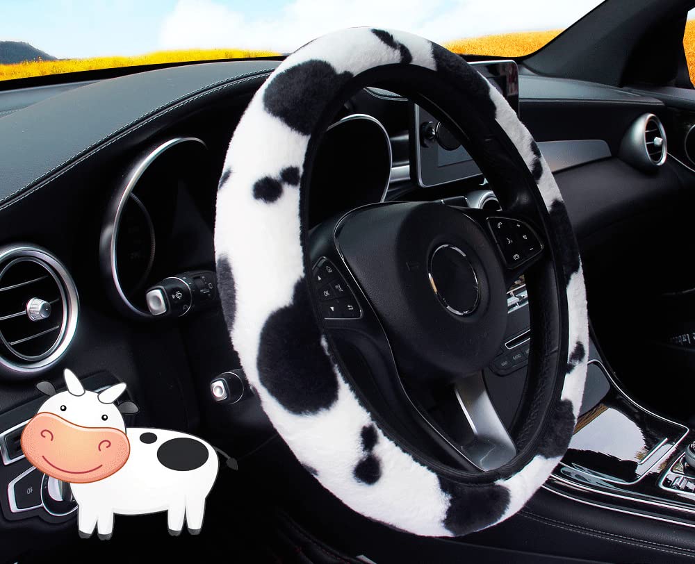 Cover Car Steering Cow Pattern