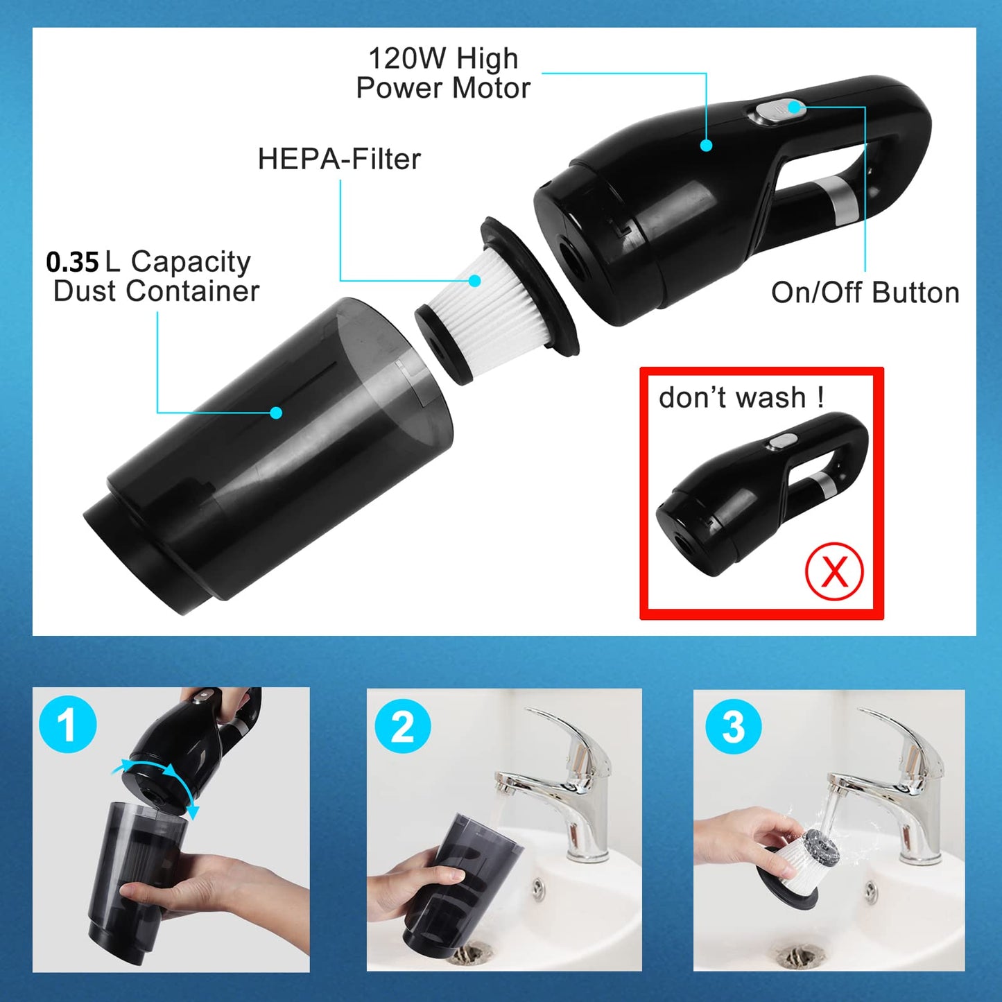 Car Vacuum Cleaner Strong Suction