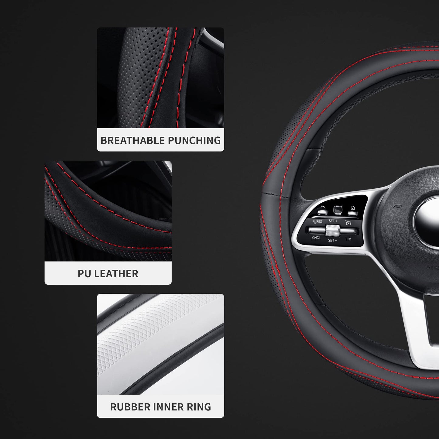 Steering Wheel Cover Red accent